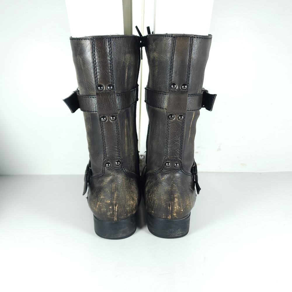 Miz Mooz Women's Melinda US 7,5 Brown Distressed Leather Riding Boots - Picture 8 of 16